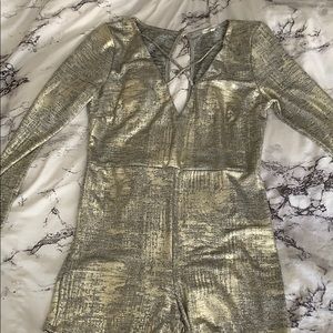 Gold/silver long sleeve romper